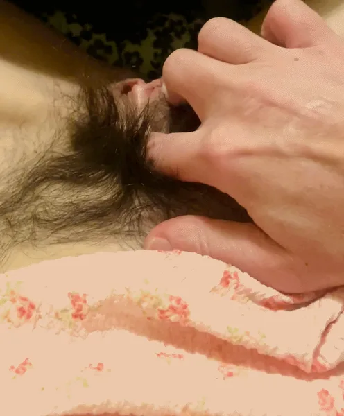petting the she wolf.