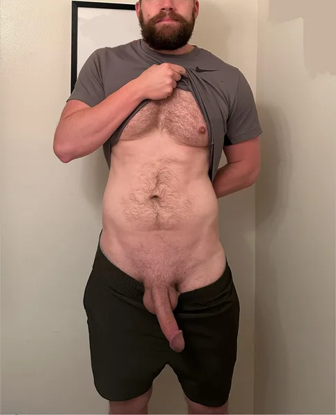 Peak under the gym clothes.